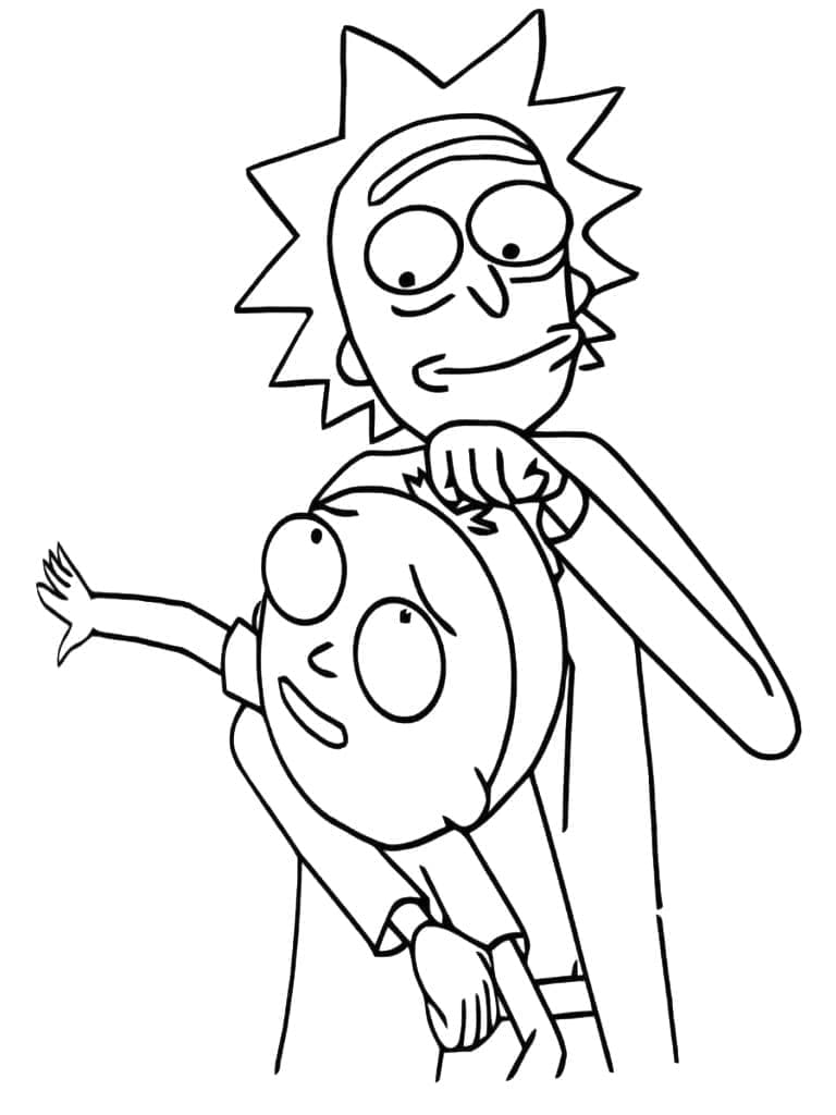 Desenho deRick Sanchez e Morty Smith para colorir