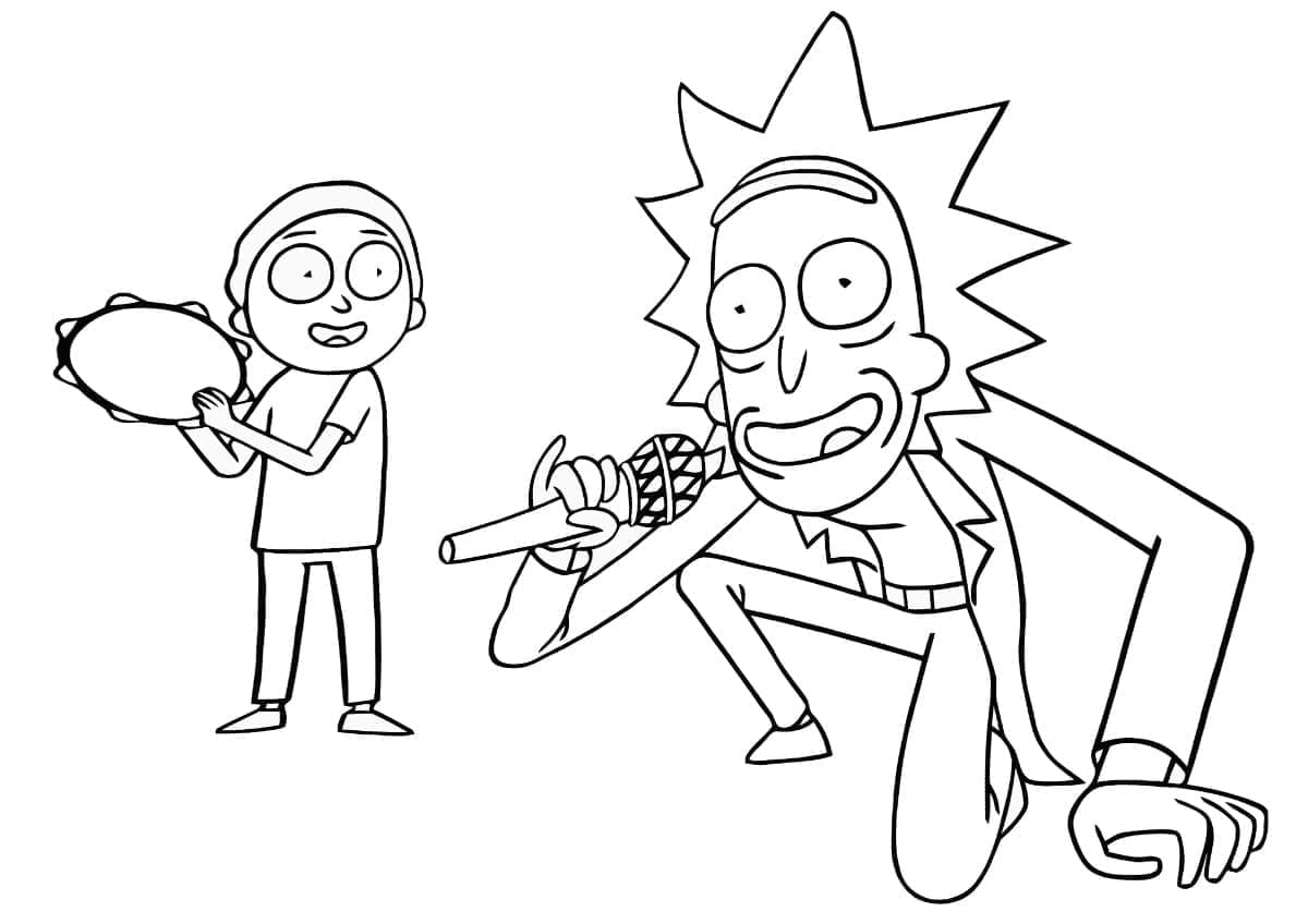 Desenho deRick e Morty Alegres para colorir