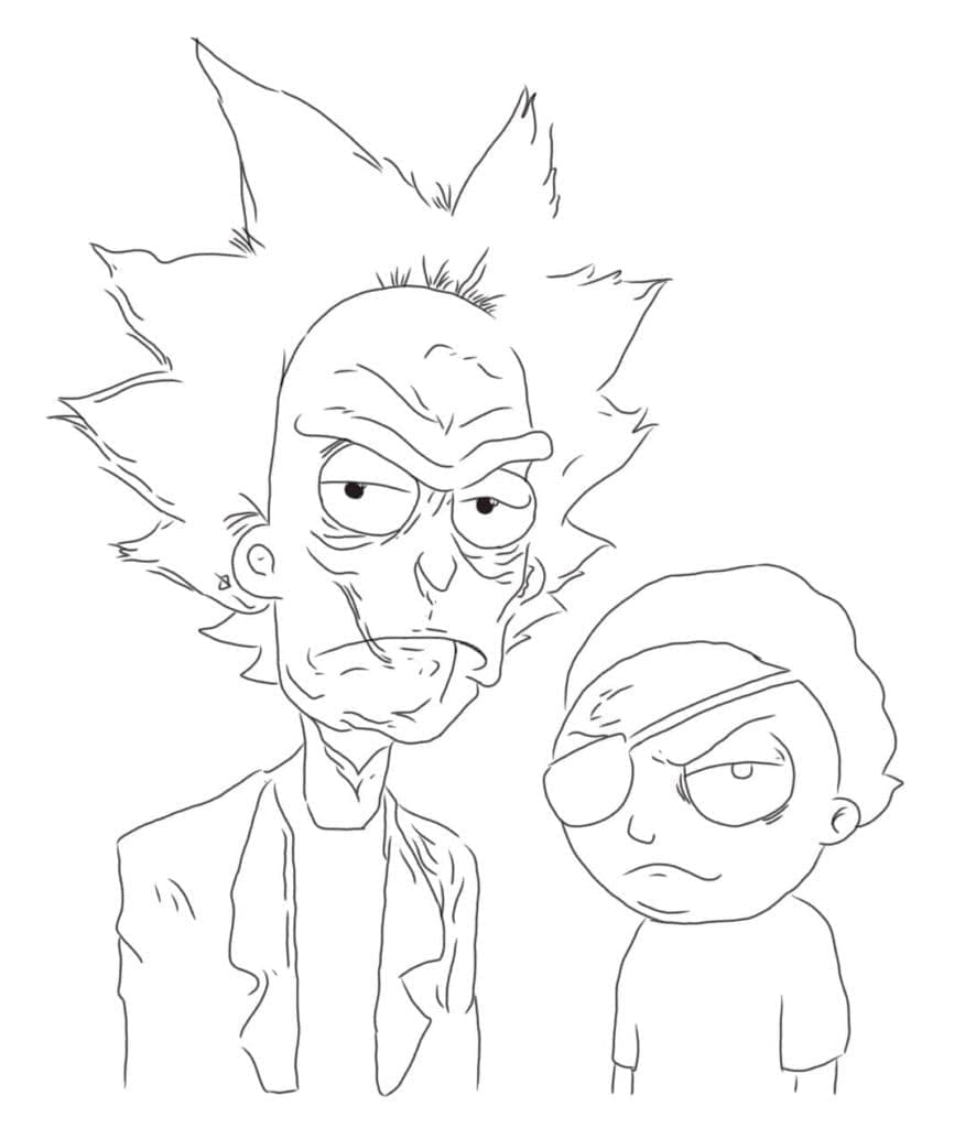 Desenho deRick e Morty Irritadas para colorir