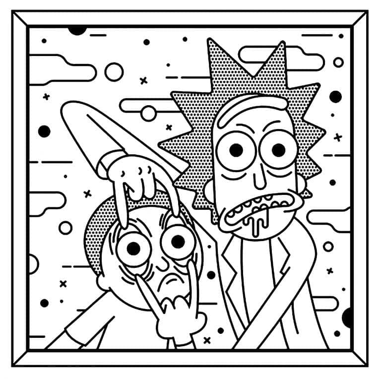 Desenho deRick e Morty Malucas para colorir