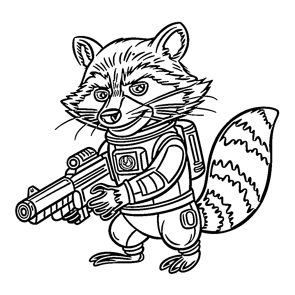 Desenho deRocket Raccoon Segura Arma para colorir