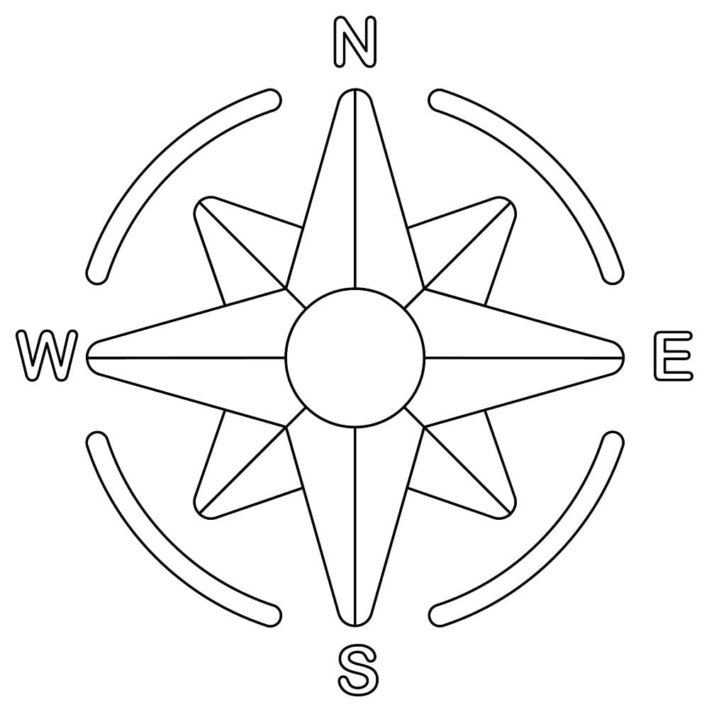 Desenho deRosa dos Ventos Imprimível para colorir