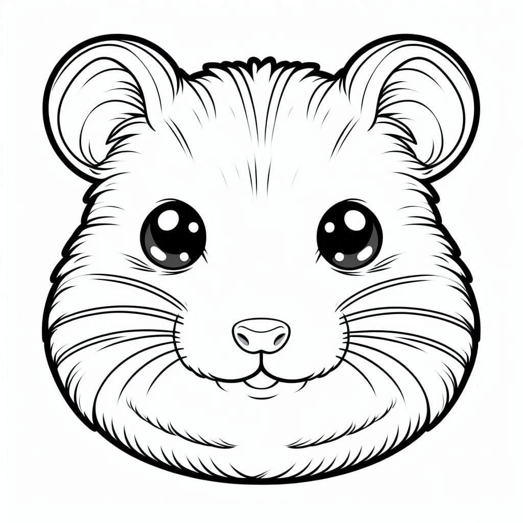 Desenho de Rosto Fofo de Hamster para colorir