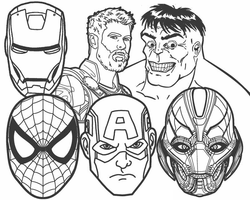 Desenho deRostos dos Vingadores para colorir