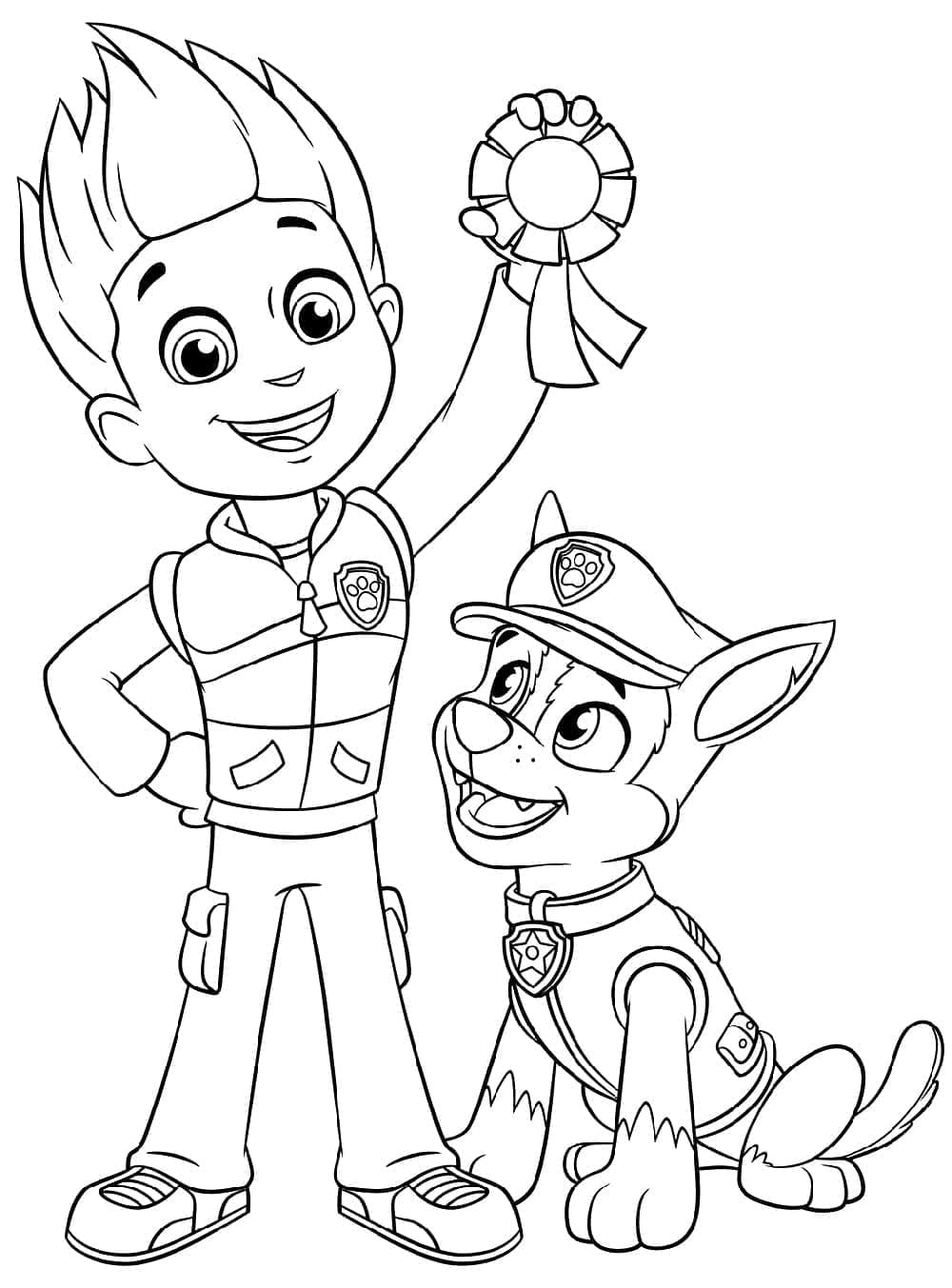 Desenho deRyder e Chase de Patrulha Canina para colorir