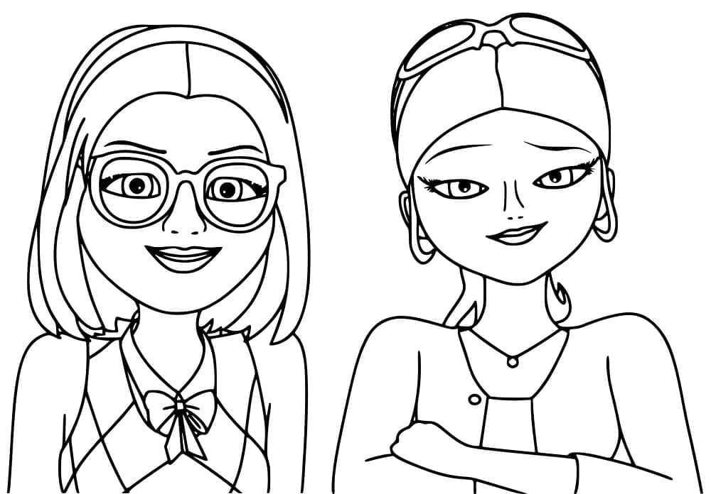 Desenho deSabrina e Chloe de Miraculous Ladybug para colorir