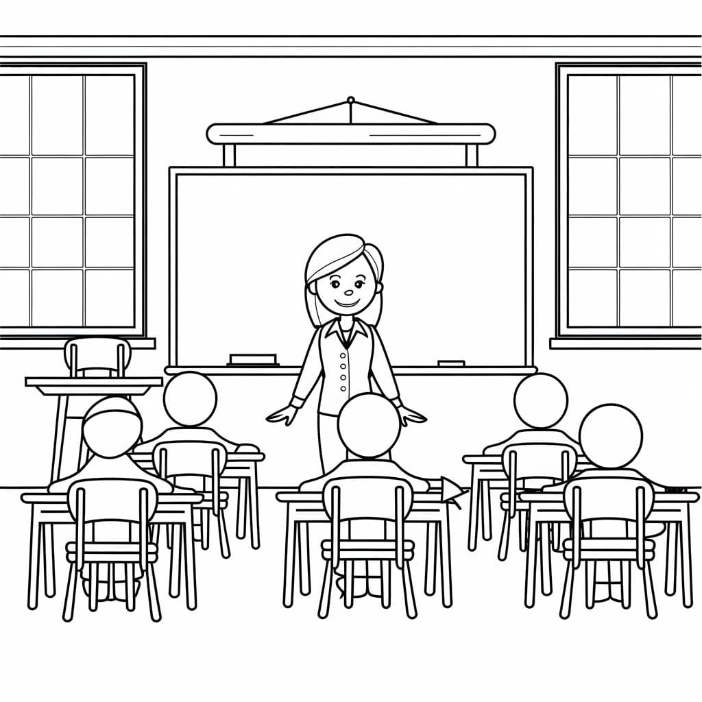 Desenho deSala de Aula Para Crianças de 4 Ano para colorir