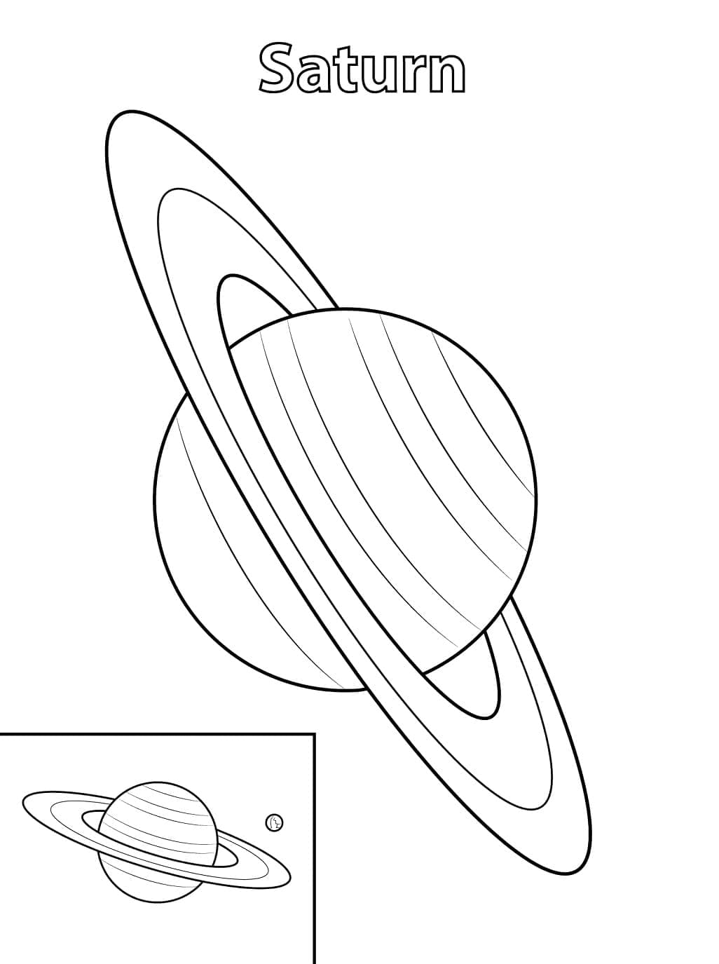 Desenho deSaturno no Sistema Solar para colorir