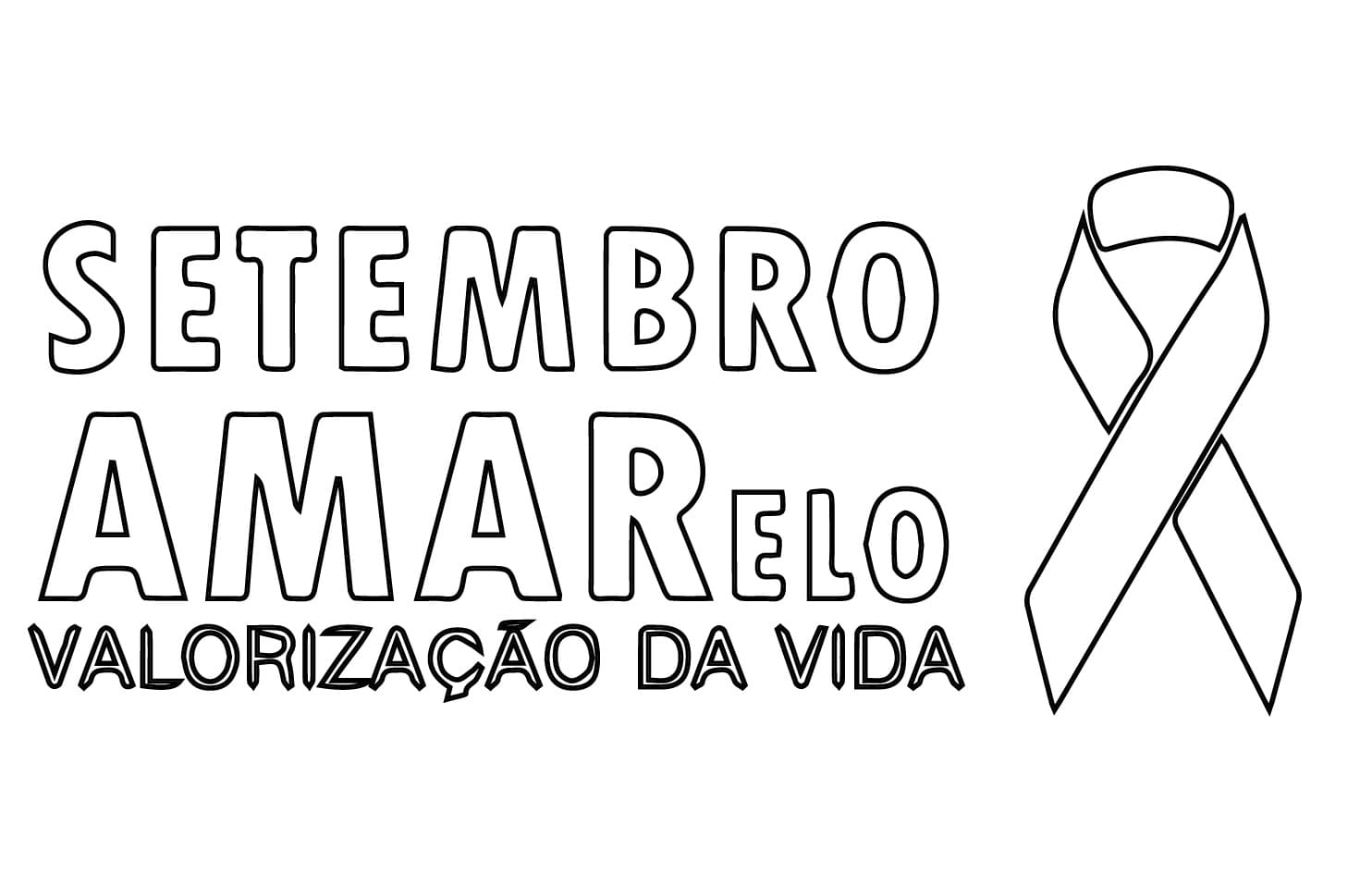 Desenho deSetembro Amarelo Valorização da Vida para colorir