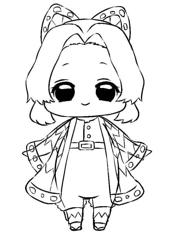 Desenho deShinobu Chibi de Demon Slayer para colorir