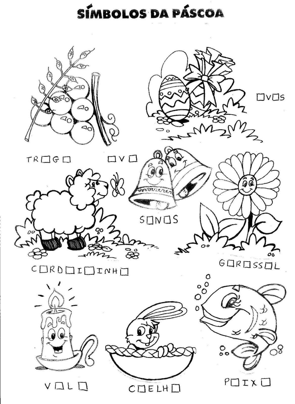 Desenho deSímbolos da Páscoa para colorir