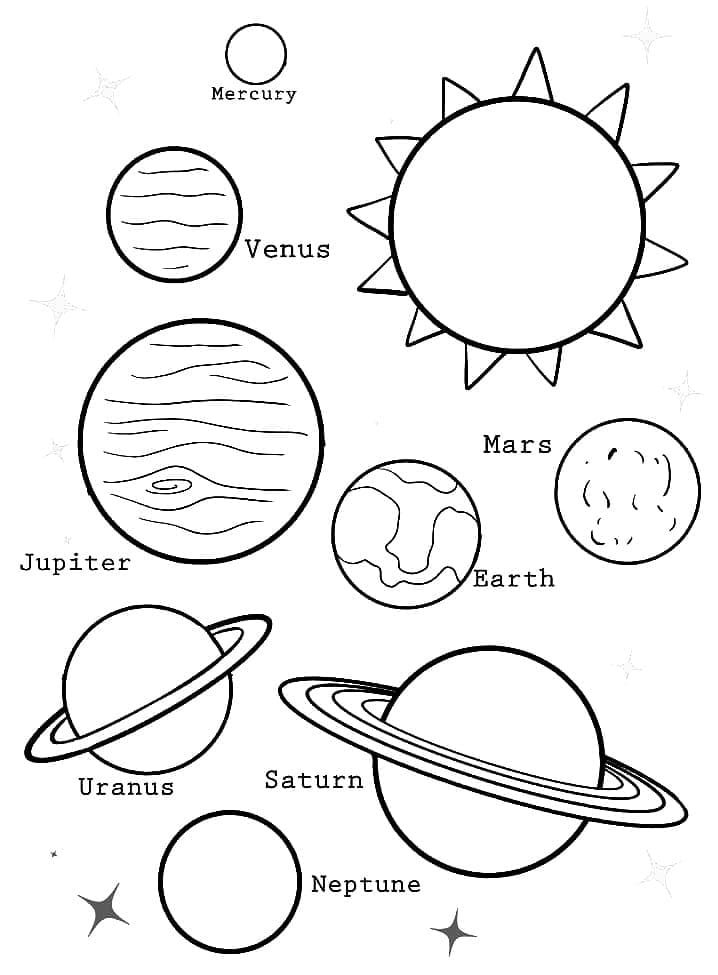 Desenho deSistema Solar Grátis Para Crianças para colorir