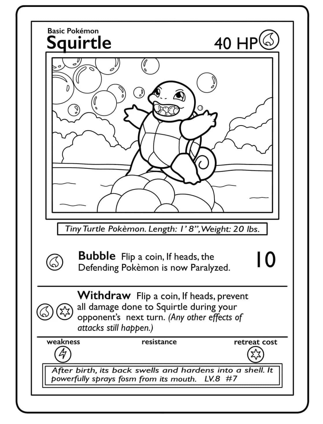 Desenho deSquirtle Carta Pokémon para colorir