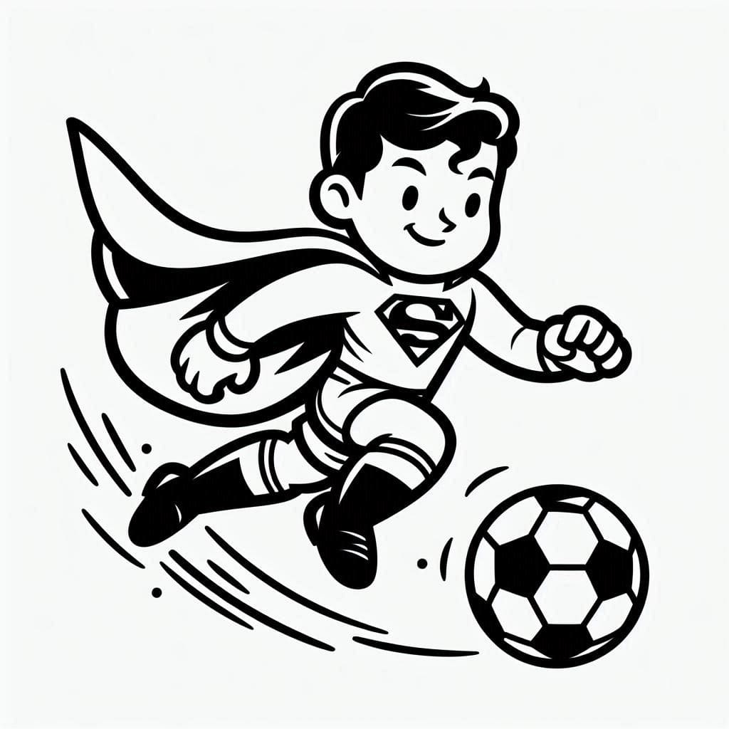 Desenho de Superman Jogando Futebol para colorir