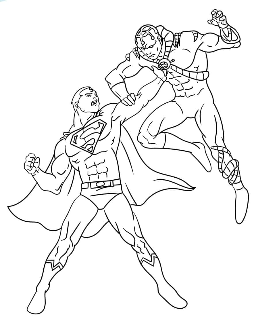 Desenho de Superman Lutando para colorir