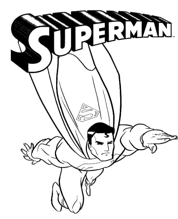 Desenho de Superman está Voando para colorir