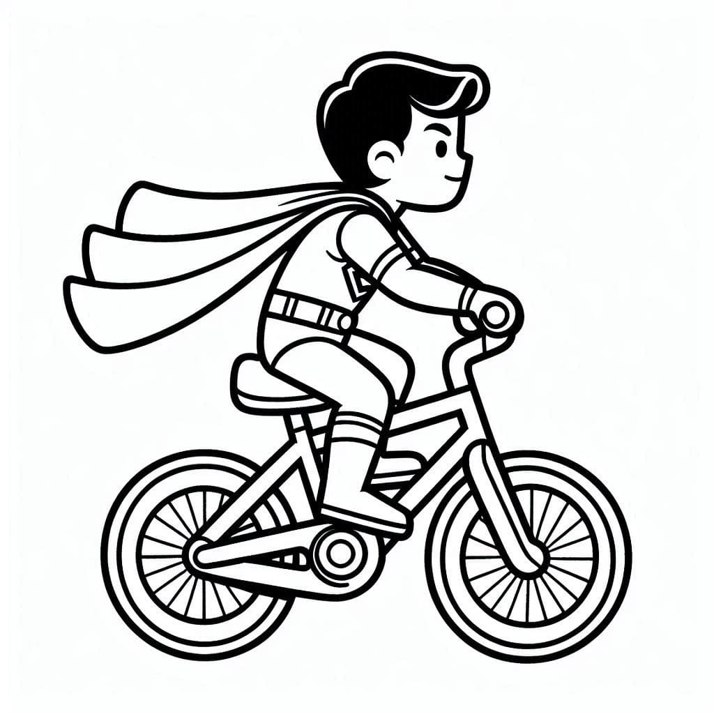 Desenho de Superman na Bicicleta para colorir