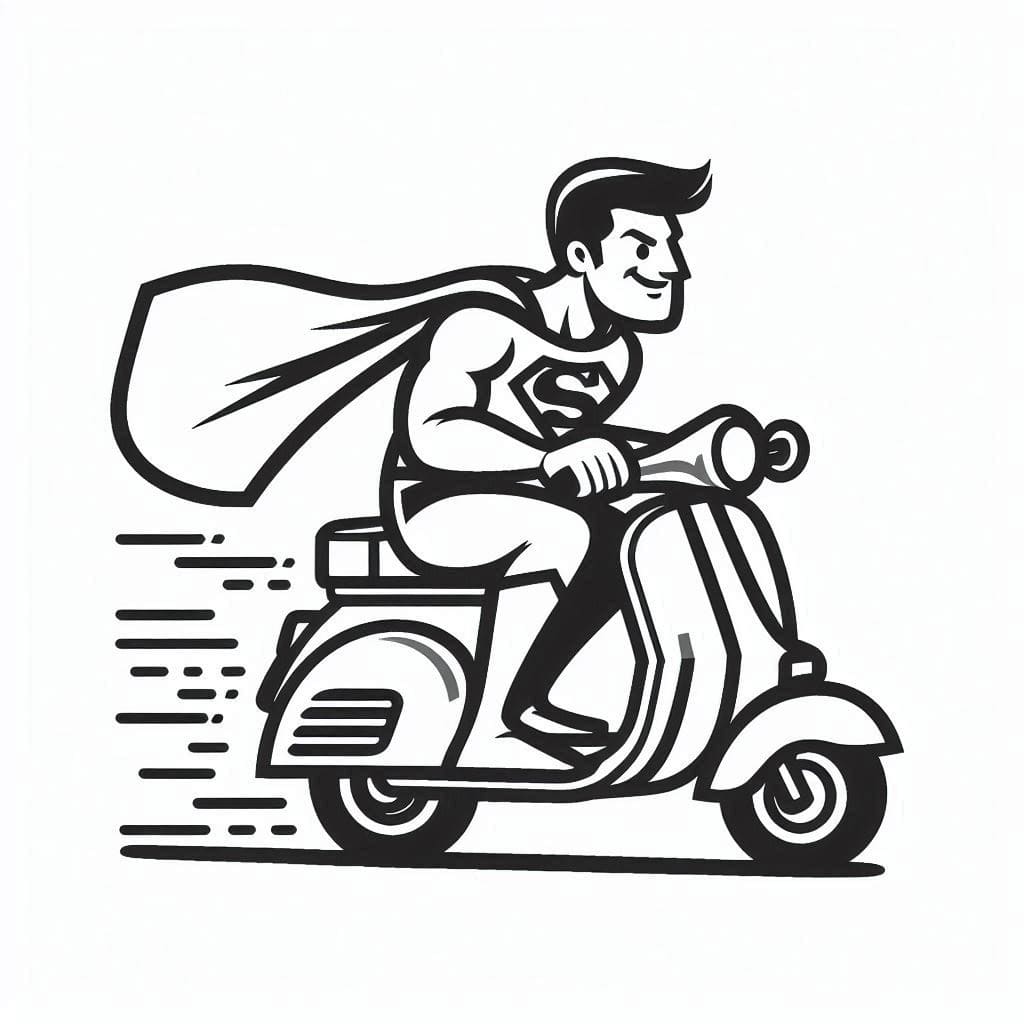 Desenho de Superman na Moto para colorir