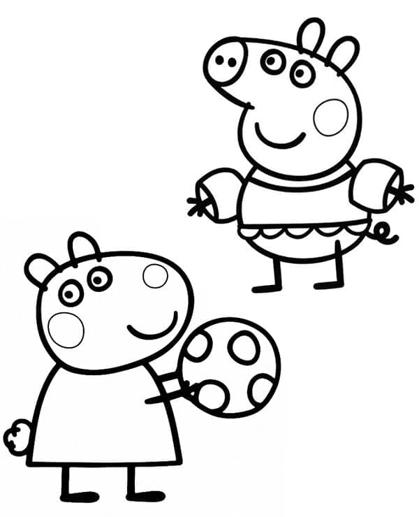 Desenho de Suzy e Peppa Pig para colorir