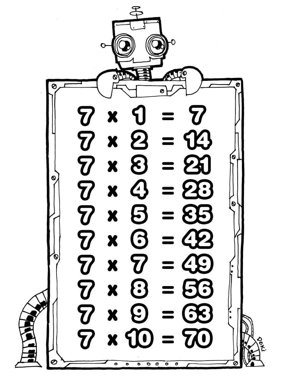 Desenho deTabuada de Multiplicação do 7 para colorir