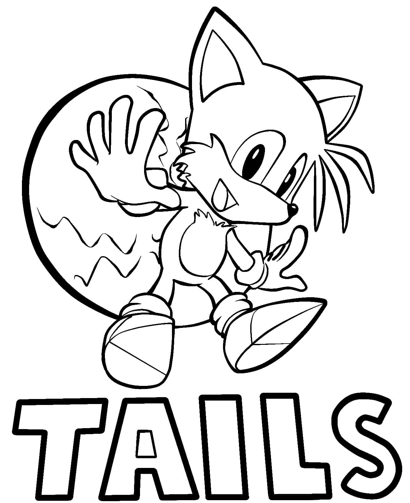 Desenho deTails Sonic Feliz para colorir