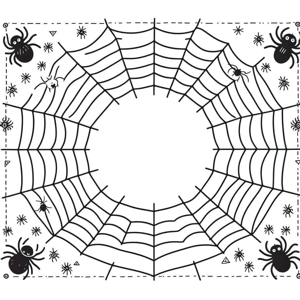 Desenho deTeia de Aranha de Halloween para colorir