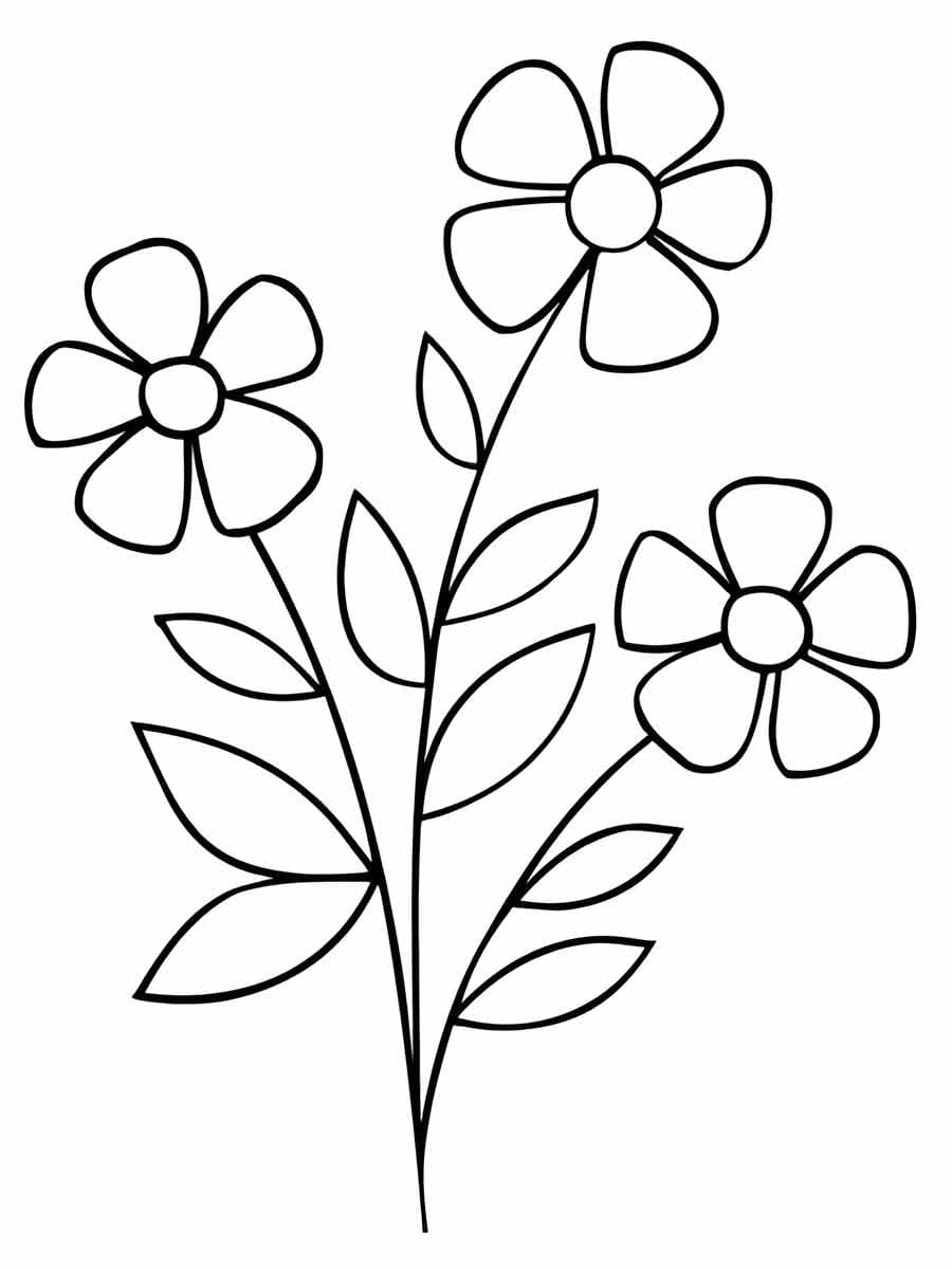 Desenho deTrês Flores Simples para colorir