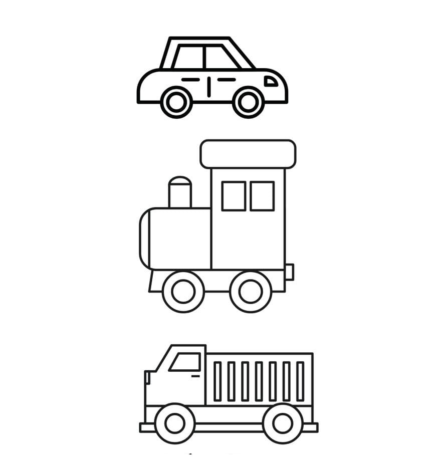 Desenho deTrês Meios de Transporte Simples para colorir