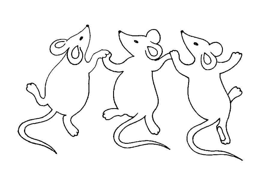 Desenho de Três Ratos para colorir