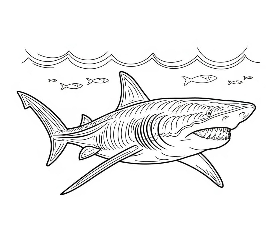 Desenho deTubarão Megalodon Gigante para colorir