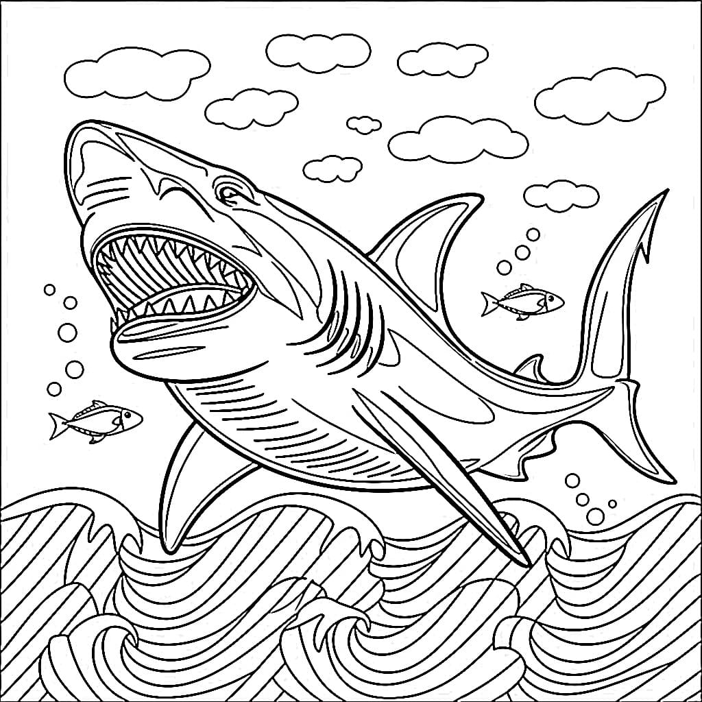 Desenho deTubarão Megalodon para colorir