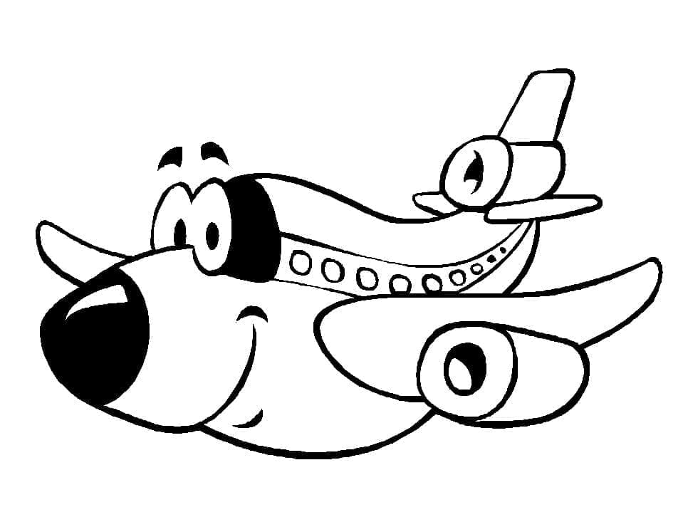 Desenho deUm Avião Fofo para colorir