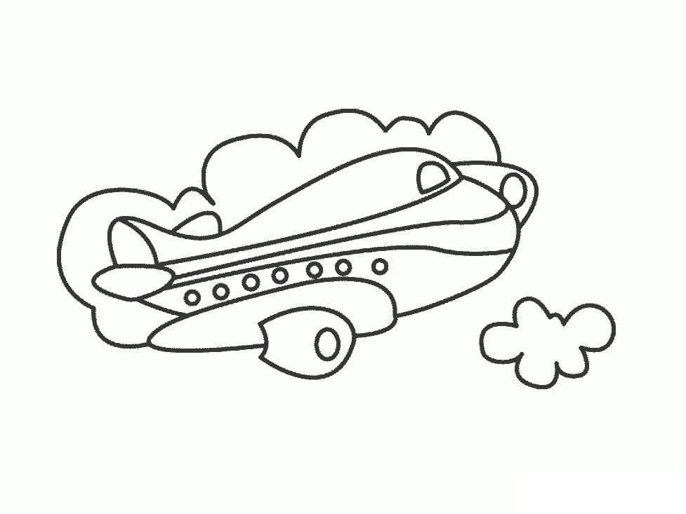 Desenho deUm Avião está Voando para colorir