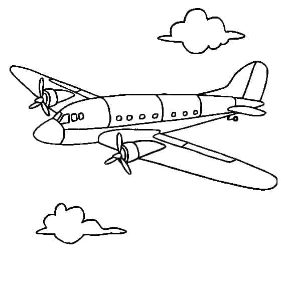 Desenho deUm Avião no Céu para colorir