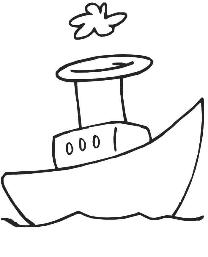 Desenho deUm Barco Fácil para colorir