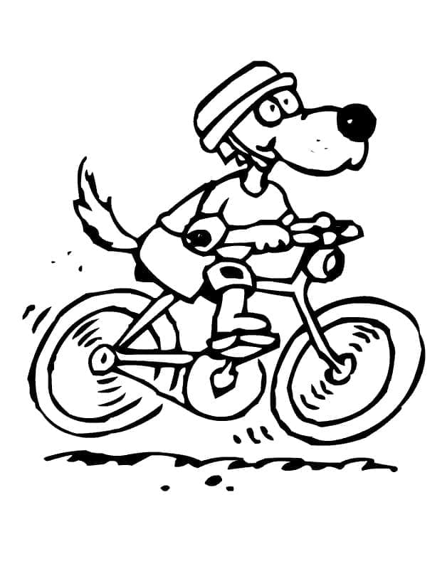 Desenho deUm Cachorro Anda de Bicicleta para colorir