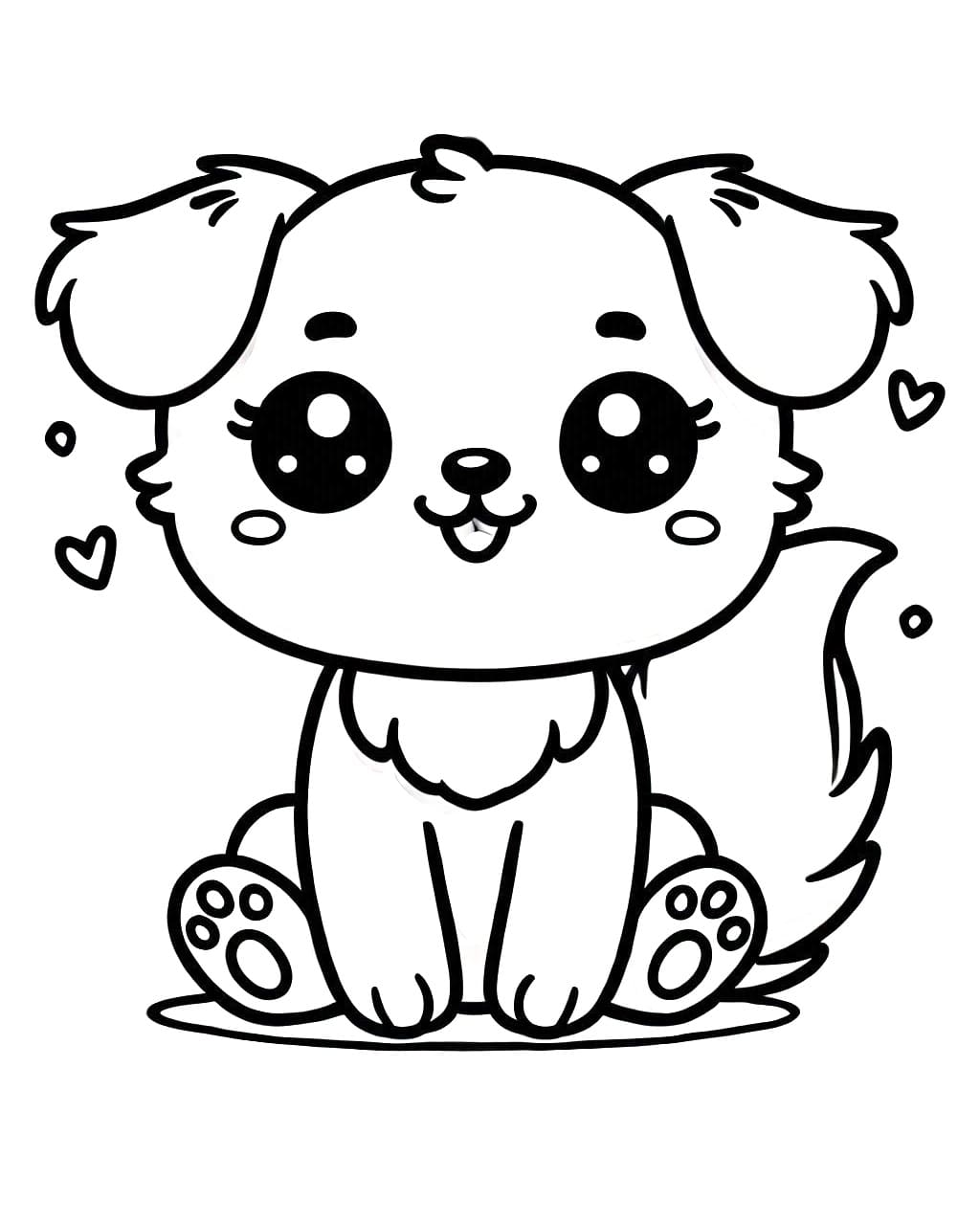 Desenho deUm Cachorro Fofo Kawaii para colorir