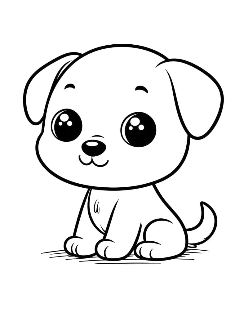 Desenho deUm Cachorro Kawaii para colorir