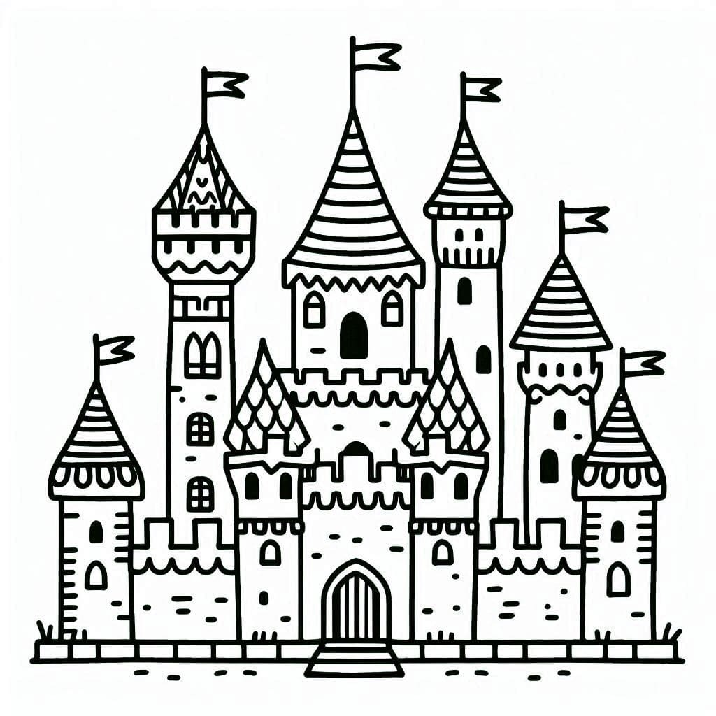 Desenho de Um Castelo Básico para colorir