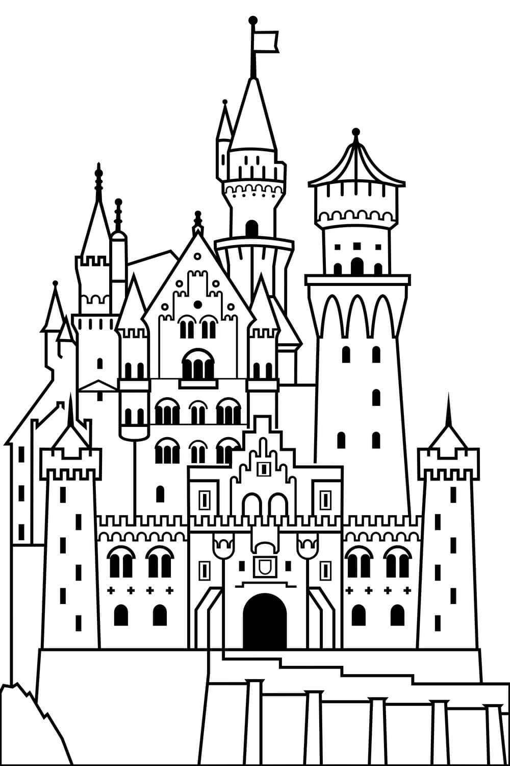 Desenho deUm Castelo Muito Bonito para colorir