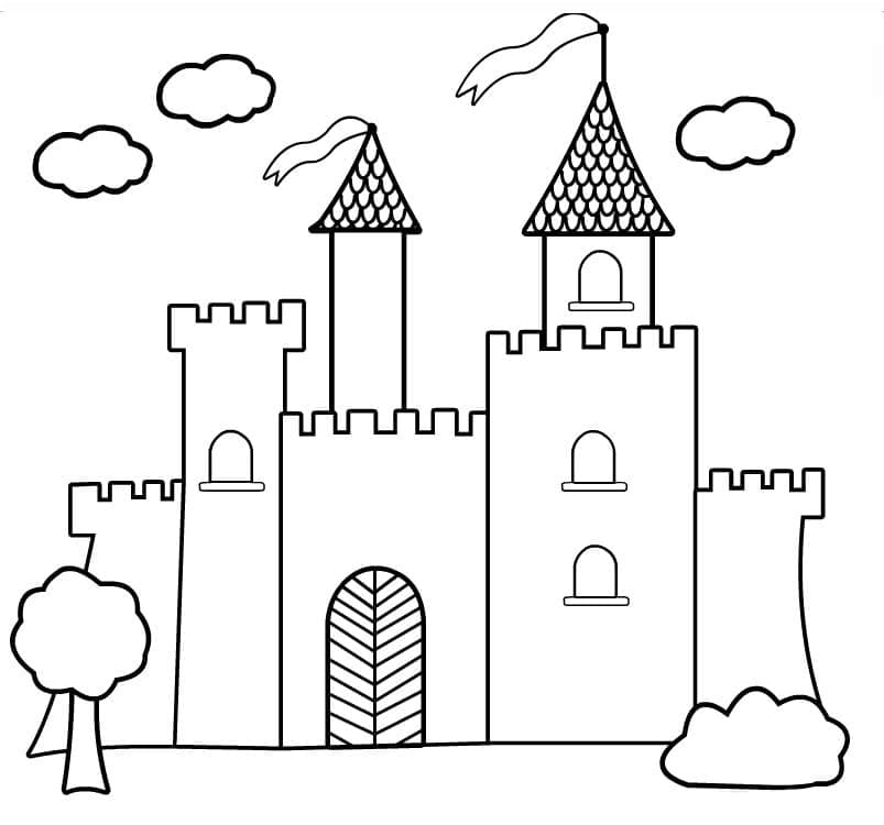 Desenho deUm Castelo Simples para colorir