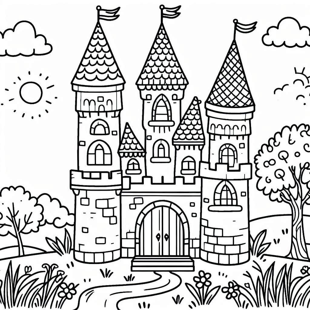 Desenho deUm Castelo de Fantasia para colorir