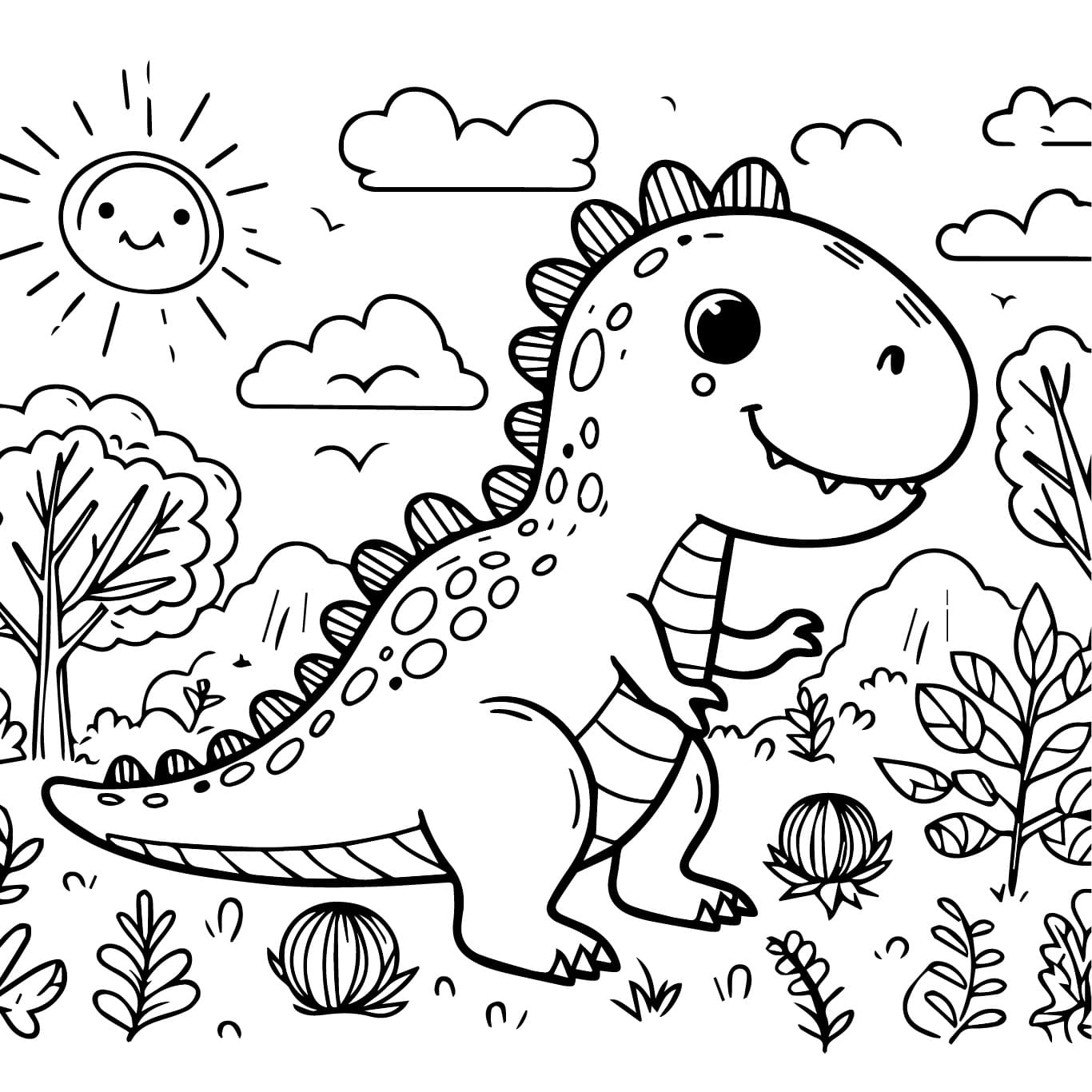 Desenho deUm Dinossauro Adorável para colorir