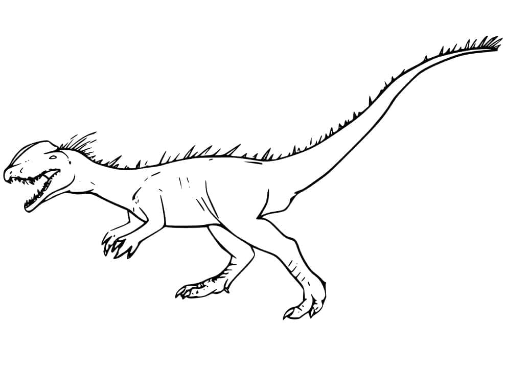 Desenho deUm Dinossauro Dilofossauro para colorir