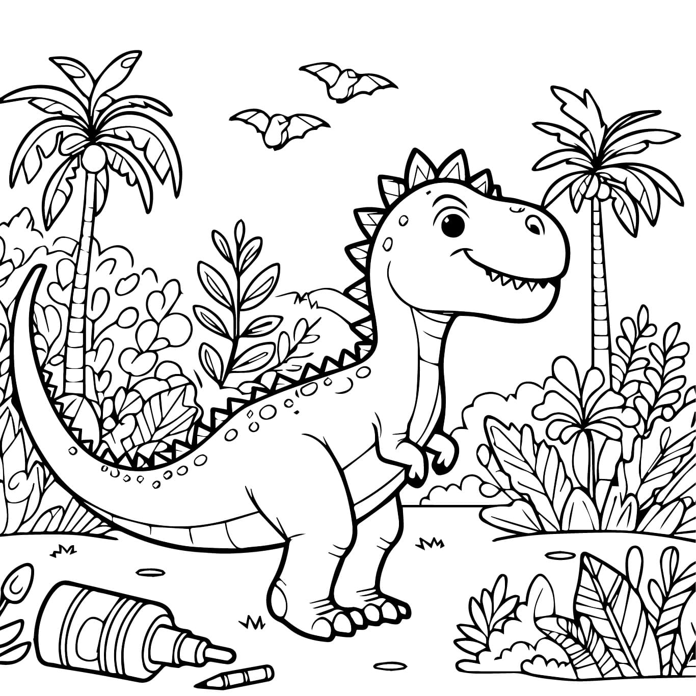 Desenho deUm Dinossauro Sorridente para colorir