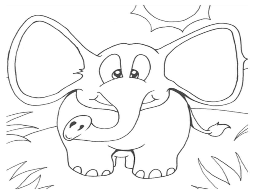 Desenho deUm Elefante Muito Engraçado para colorir