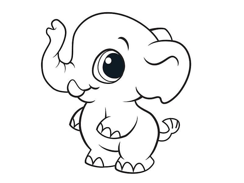 Desenho deUm Elefante Muito Fofo para colorir