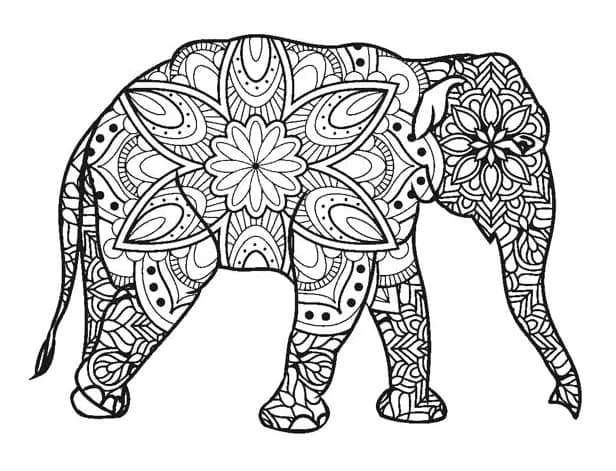 Desenho deUm Elefante Zentangle para colorir