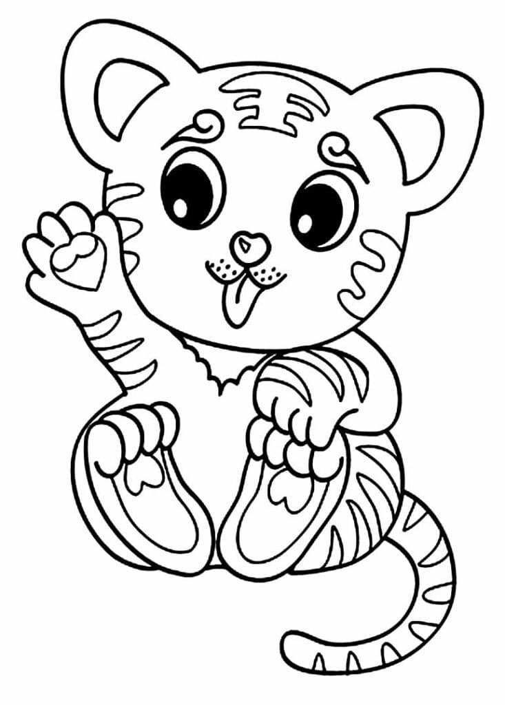 Desenho deUm Filhote de Tigre Alegre para colorir