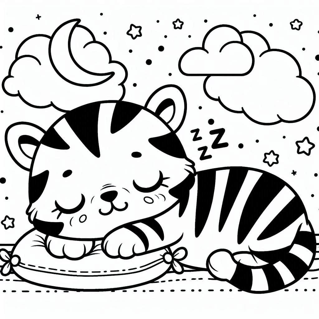 Desenho deUm Filhote de Tigre Dormindo para colorir